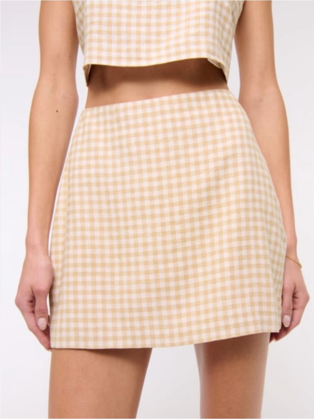 Abercrombie & Fitch ‘Scarlett’ Gingham Mini Skirt - Linen Blend Curve Love